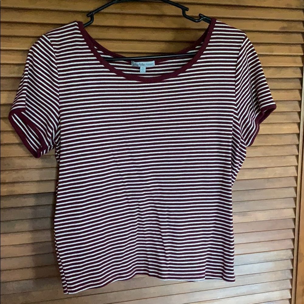 Maroon Striped Ringer Tee